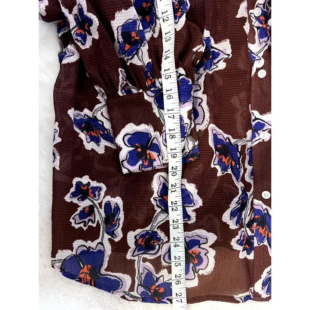 New Tanya Taylor Women's Briella Brown Floral Silk Top SZ 20